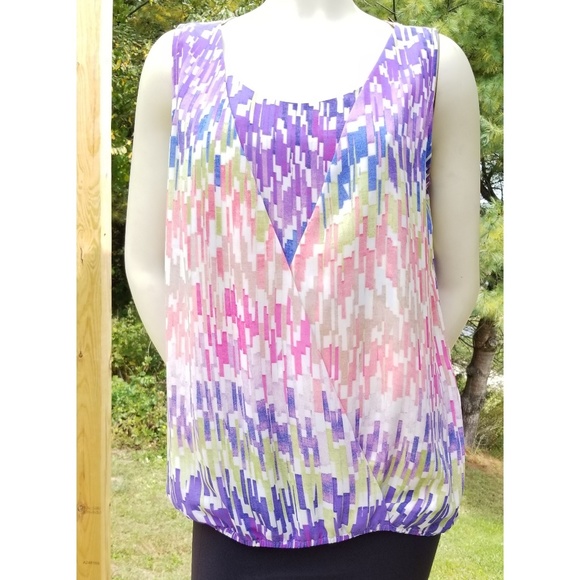 Liz Claiborne Tops - Liz Claiborne Abstract Print Faux 2-pieces Top, M